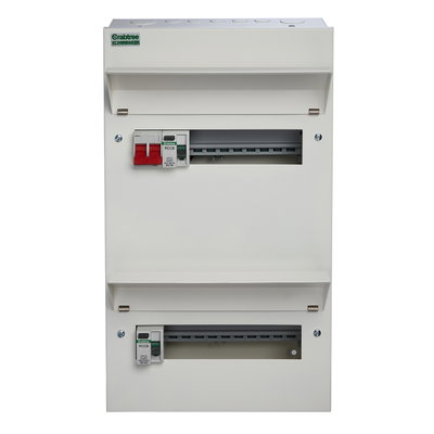 18 Way Duplex Dual RCD Consumer Unit 100A Main Switch, 80A 30mA RCD +8, 80A 30mA RCD +10