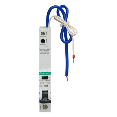 10A 30mA SPN C Curve 6kA Type A Uni-Directional RCBO