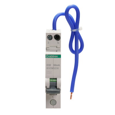 32A 30mA SPswN C Curve 6kA Type A Miniature Bi-Directional RCBO