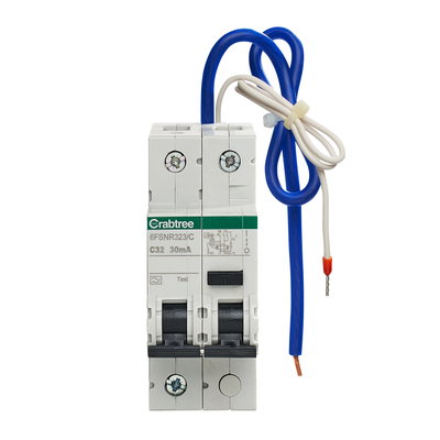 32A 30mA SPswN C Curve 6kA Type A 2 Module RCBO