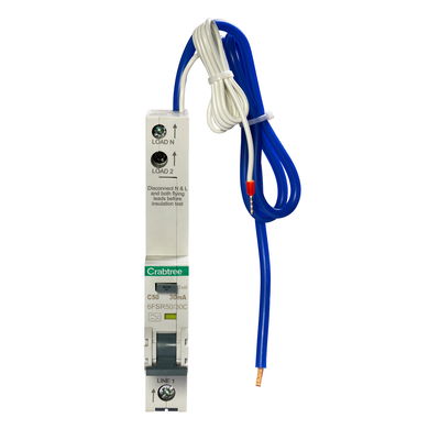 50A 30mA SPN C Curve 6kA Type A Uni-Directional RCBO