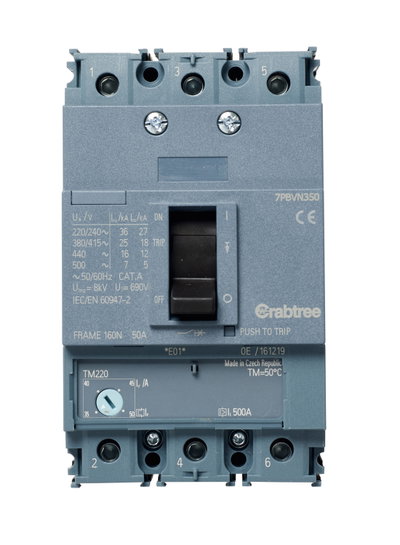50A 25kA 3P 7PBV MCCB ATFM c/w Box Terminals