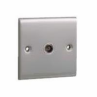 1G TV CO-AXIAL OUTLET - STAINLESS STEEL