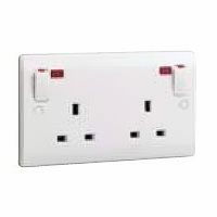 13A 2G DP SWITCHED SOCKET 2 E TERMINALS OUTBOARD ROCKERS + NEON