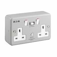 13A 2G DP RCD SWITCHED SOCKET 30mA PASSIVE - SURFACE METALCLAD