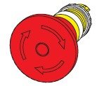 Actuator, E-Stop 45mm, LED, turn release