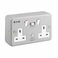 13A 2G DP RCD SWITCHED SOCKET 30mA PASSIVE - SURFACE METALCLAD
