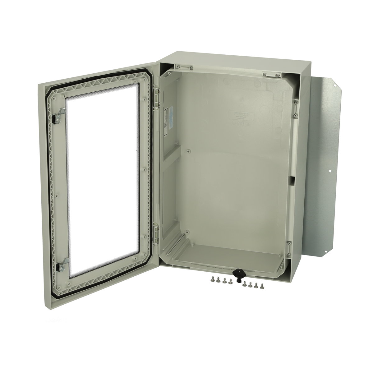 ARCA 604021W No MP Cabinet, PC Grey cover with window, 2-point locking, hinges on the long side, without mountingplate