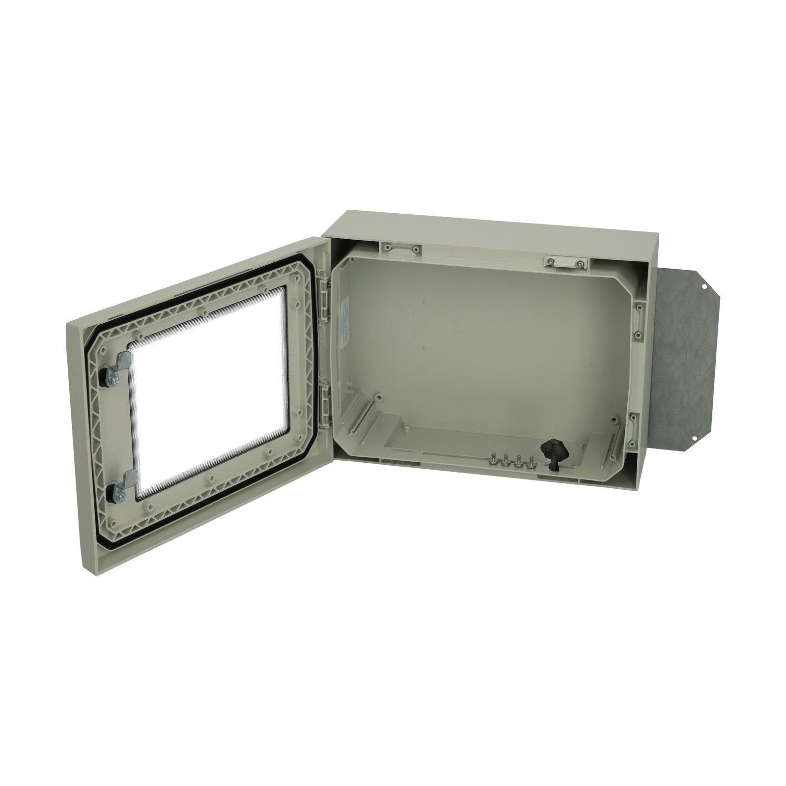 ARCA 304015W No MP Cabinet, PC Grey cover with window, 2-point locking, hinges on the short side, without mountingplate