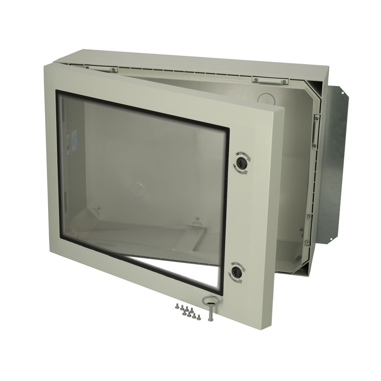 ARCA 608030W No MP Cabinet, PC Grey cover with window, 2-point locking, hinges on the short side, without mountingplate