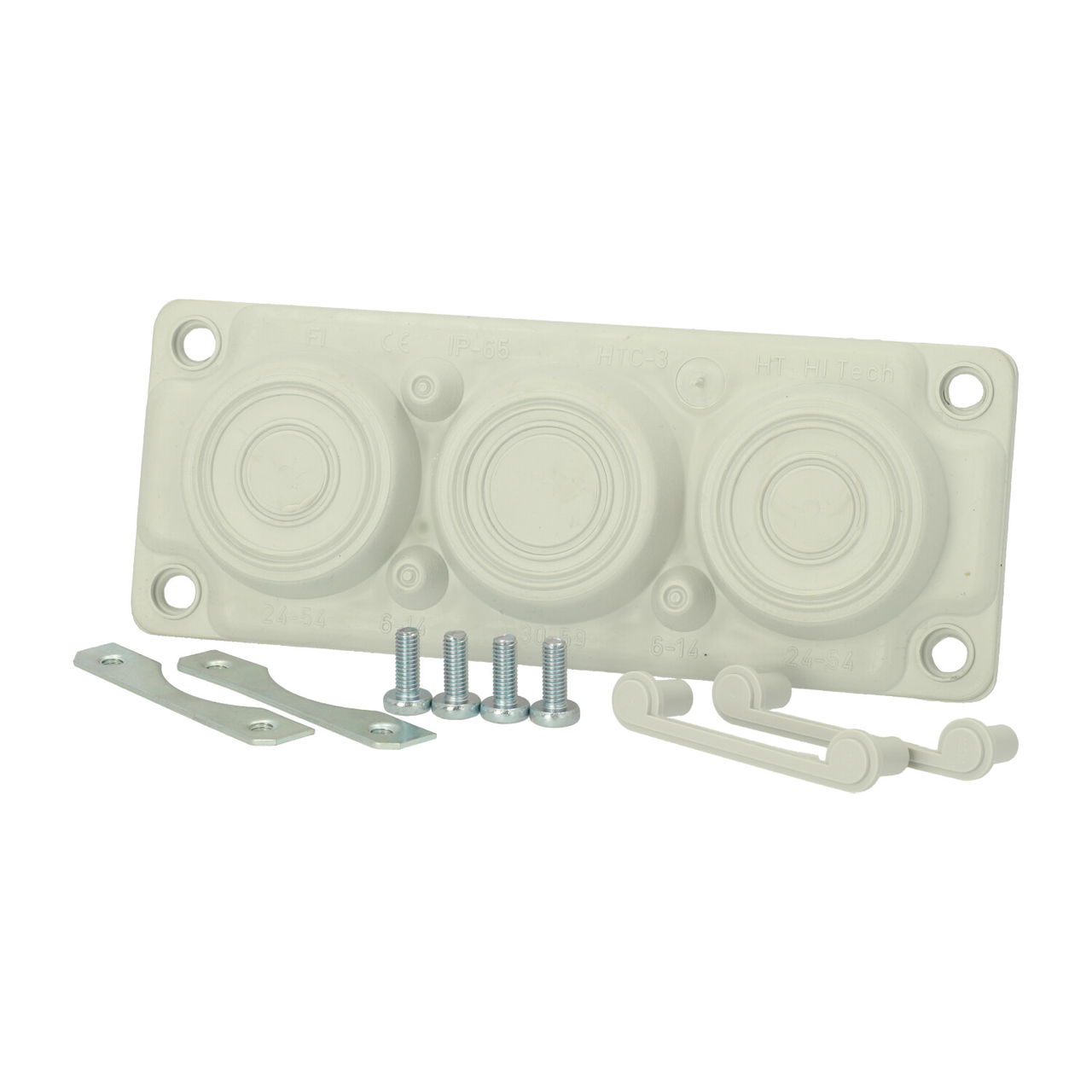 FMF 3 Set Membrane flange size 2, IP65 Bushing points: 2 x 24 mm - 54 mm, 1 x 30 mm -59 mm, 3 x 6 mm -14 mm