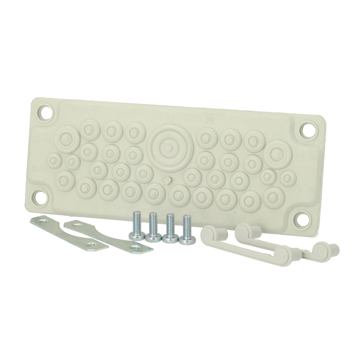 FMF 35 Set Membrane flange size 2, IP65 Bushing points: 1 x 17 mm – 32 mm, 2 x 12 mm – 18 mm, 16 x 10 mm – 14 mm, 12 x 7 mm – 12 mm, 4 x 6 mm - 10 mm