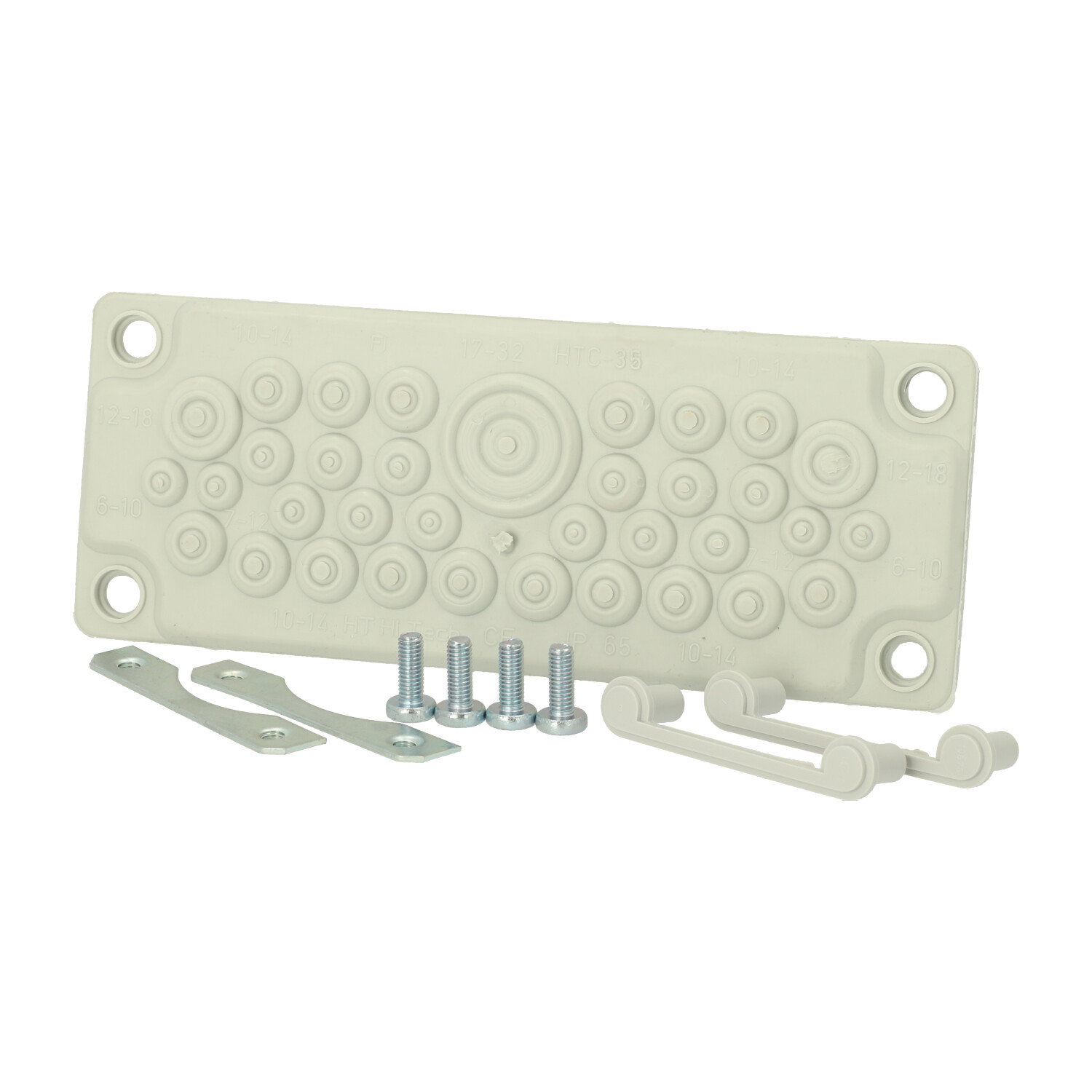 FMF 35 Set Membrane flange size 2, IP65 Bushing points: 1 x 17 mm – 32 mm, 2 x 12 mm – 18 mm, 16 x 10 mm – 14 mm, 12 x 7 mm – 12 mm, 4 x 6 mm - 10 mm