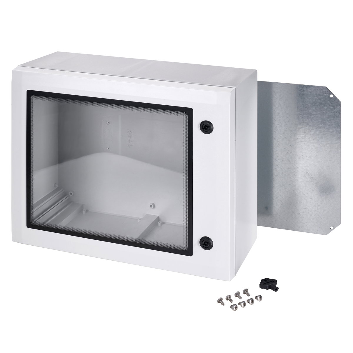 ARCA 507030W Cabinet, PC Grey cover with window, 2-point locking, hinges on the short side