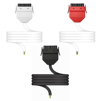 Flex7 - DALI/Maintained Emergency (Live on Pin1 / Em. Live on Pin 2) Luminaire Lead, 6-Core 1.50mm² LSHF Cable, 7m Long, Red Plug
