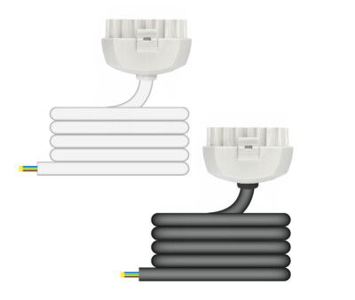 Prota - Permanent Supply (Live on Pin 1) Luminaire Lead, 3-Core 1.00mm² LSHF Cable, 5m Long, White Plug, Black Cable
