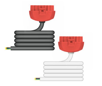 Prota - DALI/Maintained Emergency (Live on Pin 1/Em. Live on Pin 2) Luminaire Lead, 6-Core 1.00mm² LSHF Cable, 5m Long, Red Plug, Black cable
