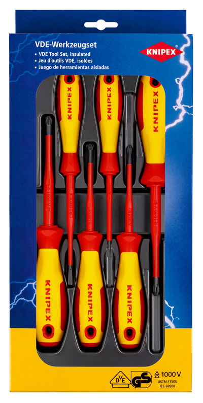 KNIPEX 00 20 12 V04 VDE Screwdriver Set Slotted / Phillips® / Pozidriv® (self-service card/blister)