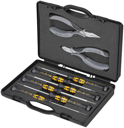 KNIPEX 00 20 18 ESD Case for Electronics Pliers with tools for work on electronic components 5 pieces