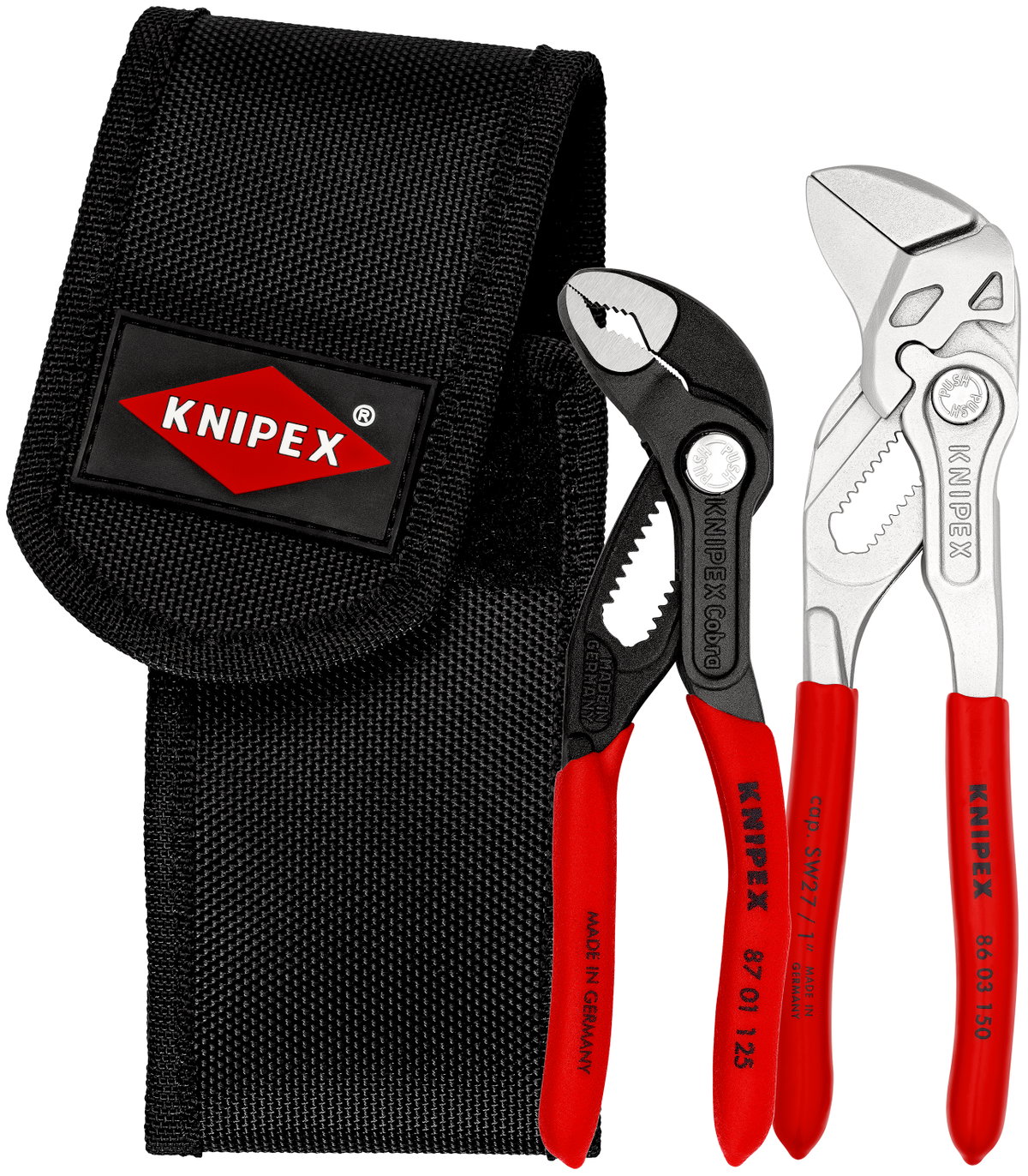 KNIPEX 00 20 72 V01 Mini pliers set in belt tool pouch 1 x 86 03 150, 1 x 87 01 125 160 mm