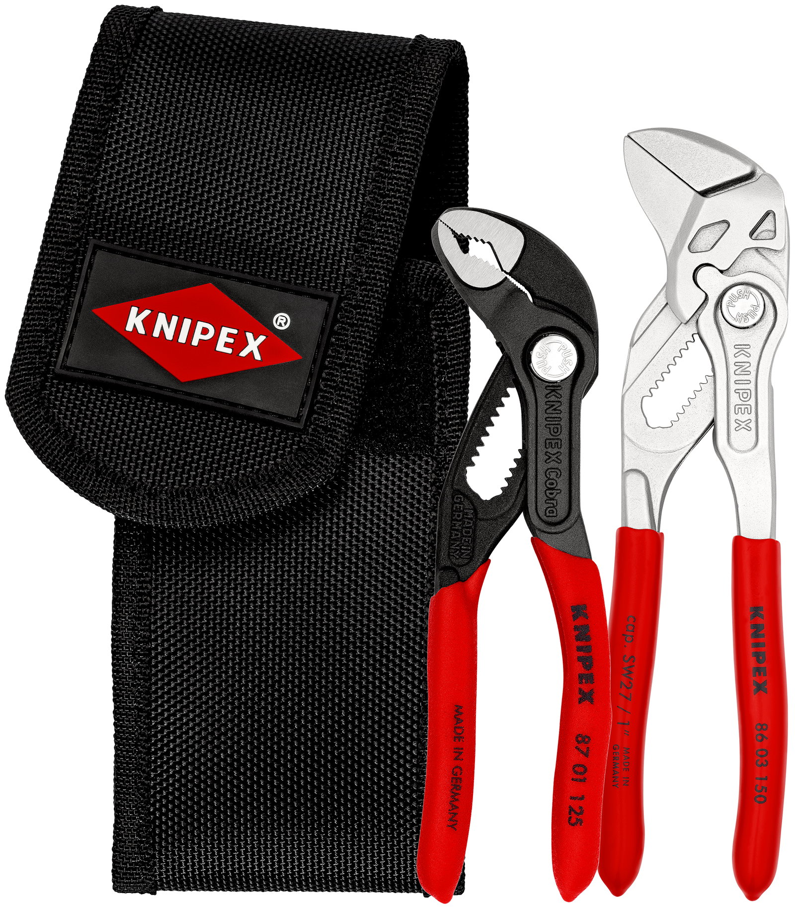 KNIPEX 00 20 72 V01 Mini pliers set in belt tool pouch 1 x 86 03 150, 1 x 87 01 125 160 mm
