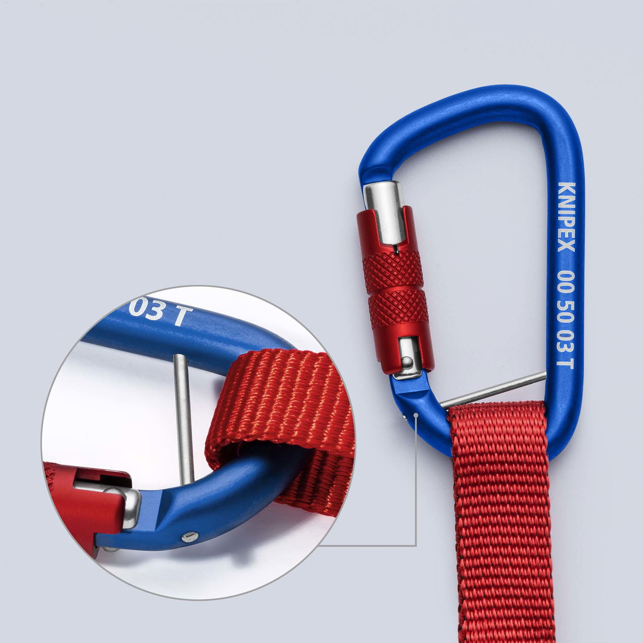 KNIPEX 00 50 12 T BK Lanyard with fixated carabiner For tool fall protection 900 mm – Image 2 of 2