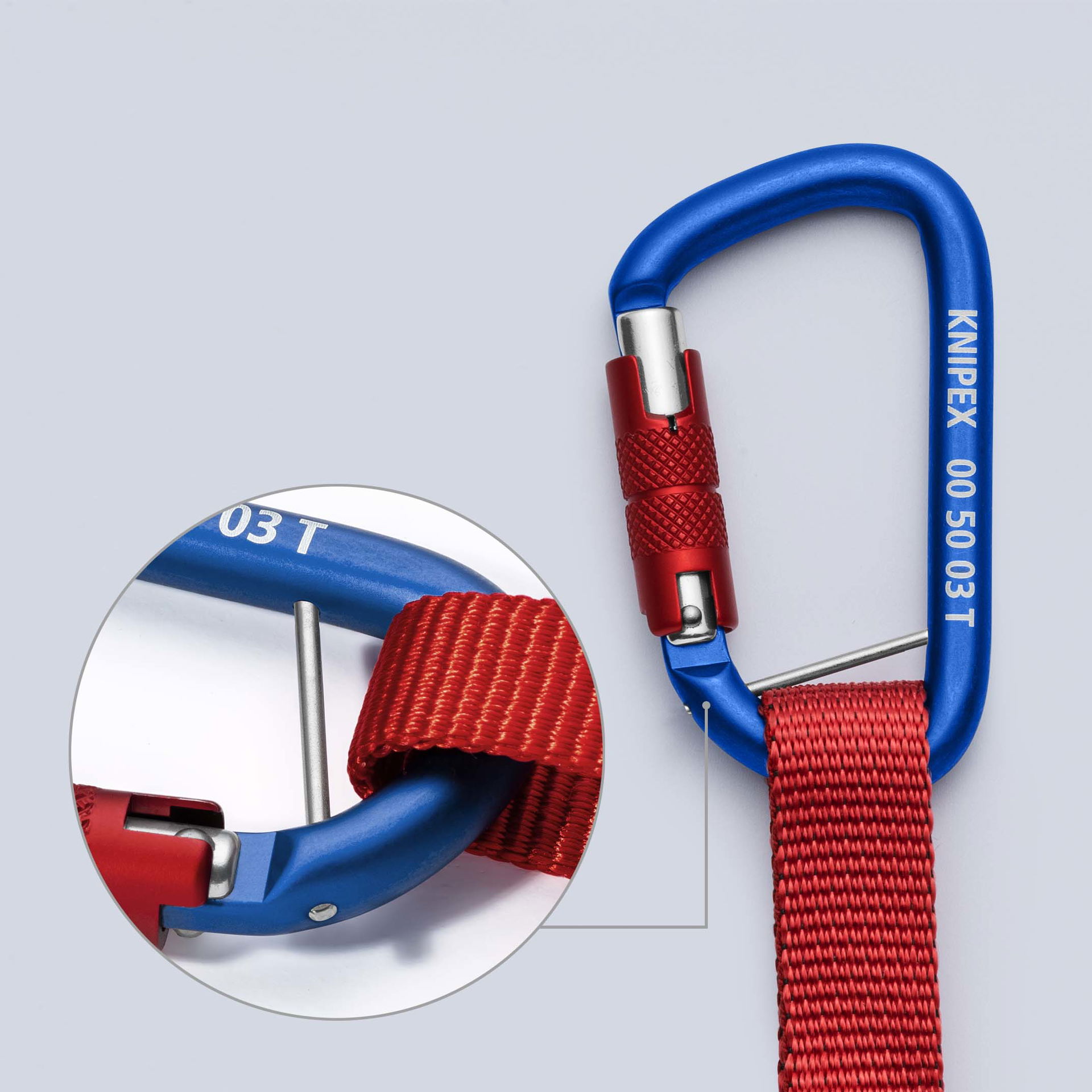 KNIPEX 00 50 12 T BK Lanyard with fixated carabiner For tool fall protection 900 mm – Image 2 of 2