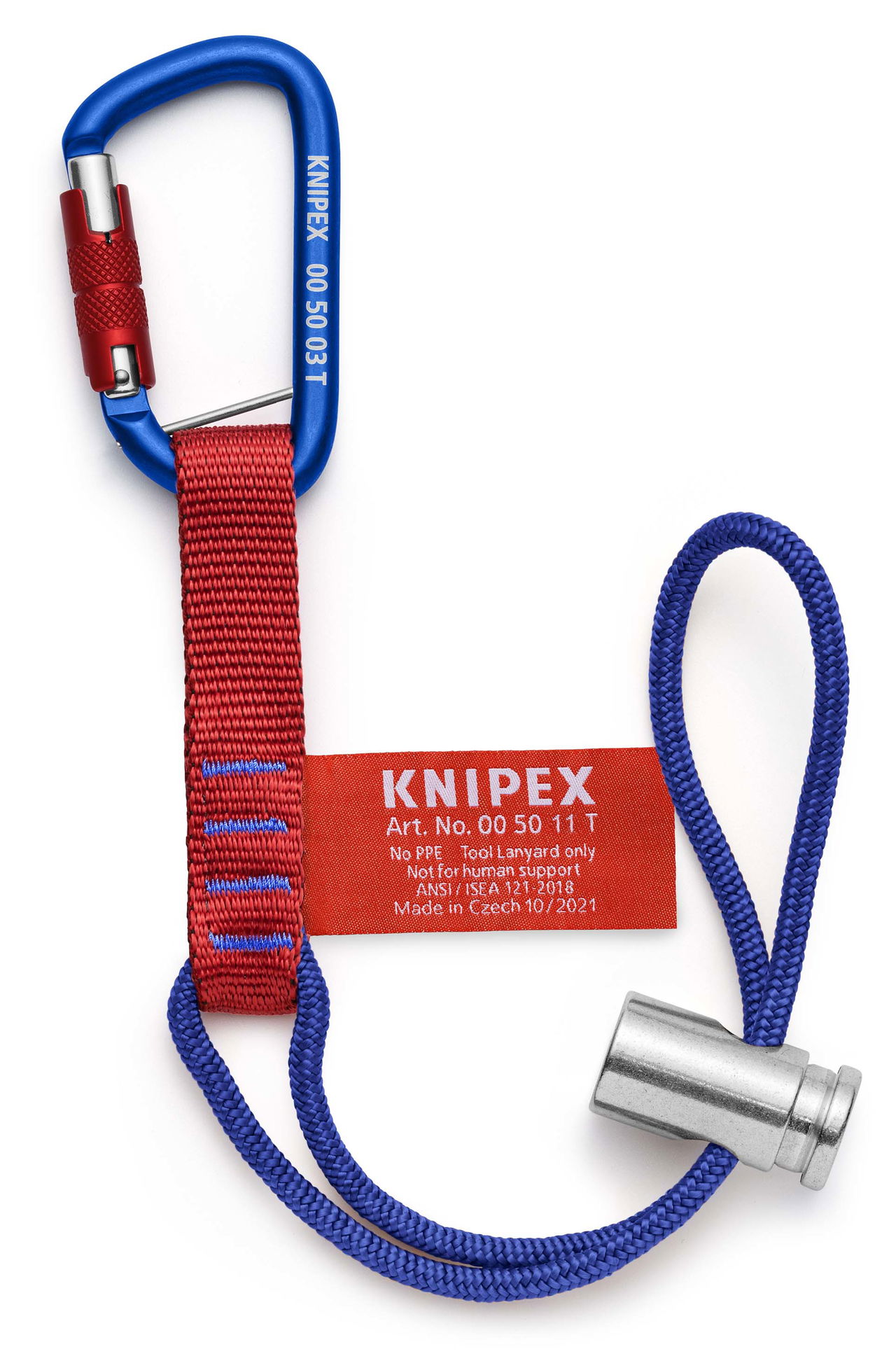 KNIPEX 00 50 13 T BK Adapter straps with fixated carabiner For tool fall protection 186 mm