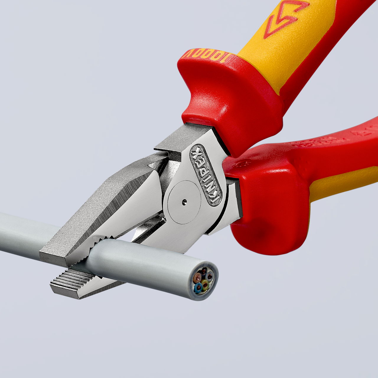 KNIPEX 02 06 180 High Leverage Combination Pliers insulated with multi-component grips, VDE-tested chrome-plated 180 mm – Image 3 of 7