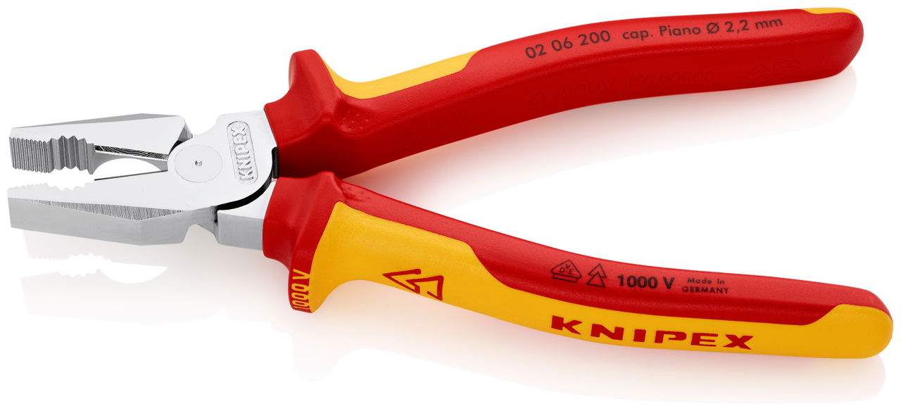 KNIPEX 02 06 200 High Leverage Combination Pliers insulated with multi-component grips, VDE-tested chrome-plated 200 mm – Image 2 of 7
