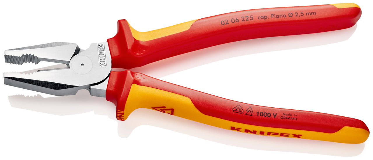KNIPEX 02 06 225 High Leverage Combination Pliers insulated with multi-component grips, VDE-tested chrome-plated 225 mm – Image 2 of 7