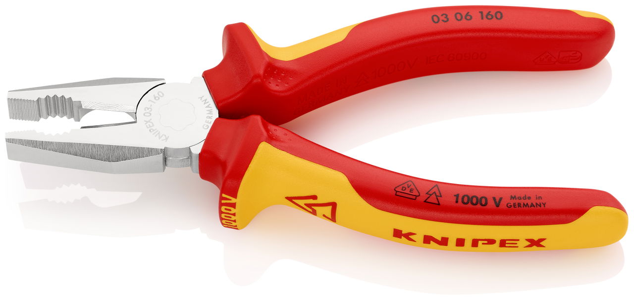KNIPEX 03 06 160 Combination Pliers insulated with multi-component grips, VDE-tested chrome-plated 160 mm – Image 2 of 7