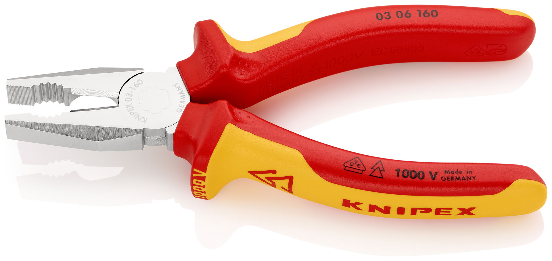 KNIPEX 03 06 160 Combination Pliers insulated with multi-component grips, VDE-tested chrome-plated 160 mm – Image 2 of 7