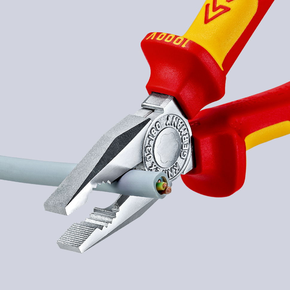 KNIPEX 03 06 160 Combination Pliers insulated with multi-component grips, VDE-tested chrome-plated 160 mm – Image 3 of 7