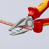 KNIPEX 03 06 180 T Combination Pliers insulated with multi-component grips, VDE-tested with integrated insulated tether attachment point for a tool tether chrome-plated 180 mm