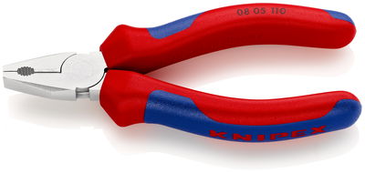KNIPEX 08 05 110 Mini Combination Pliers with multi-component grips chrome-plated 110 mm