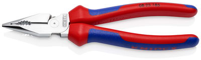 KNIPEX 08 25 185 Needle-Nose Combination Pliers with multi-component grips chrome-plated 188 mm