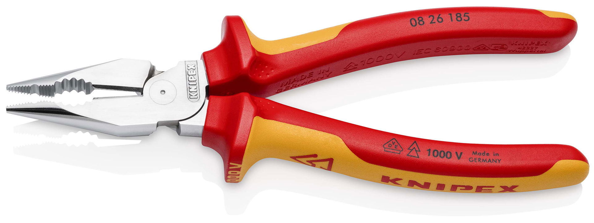 KNIPEX 08 26 185 SB Needle-Nose Combination Pliers insulated with multi-component grips, VDE-tested chrome-plated 185 mm – Image 2 of 6