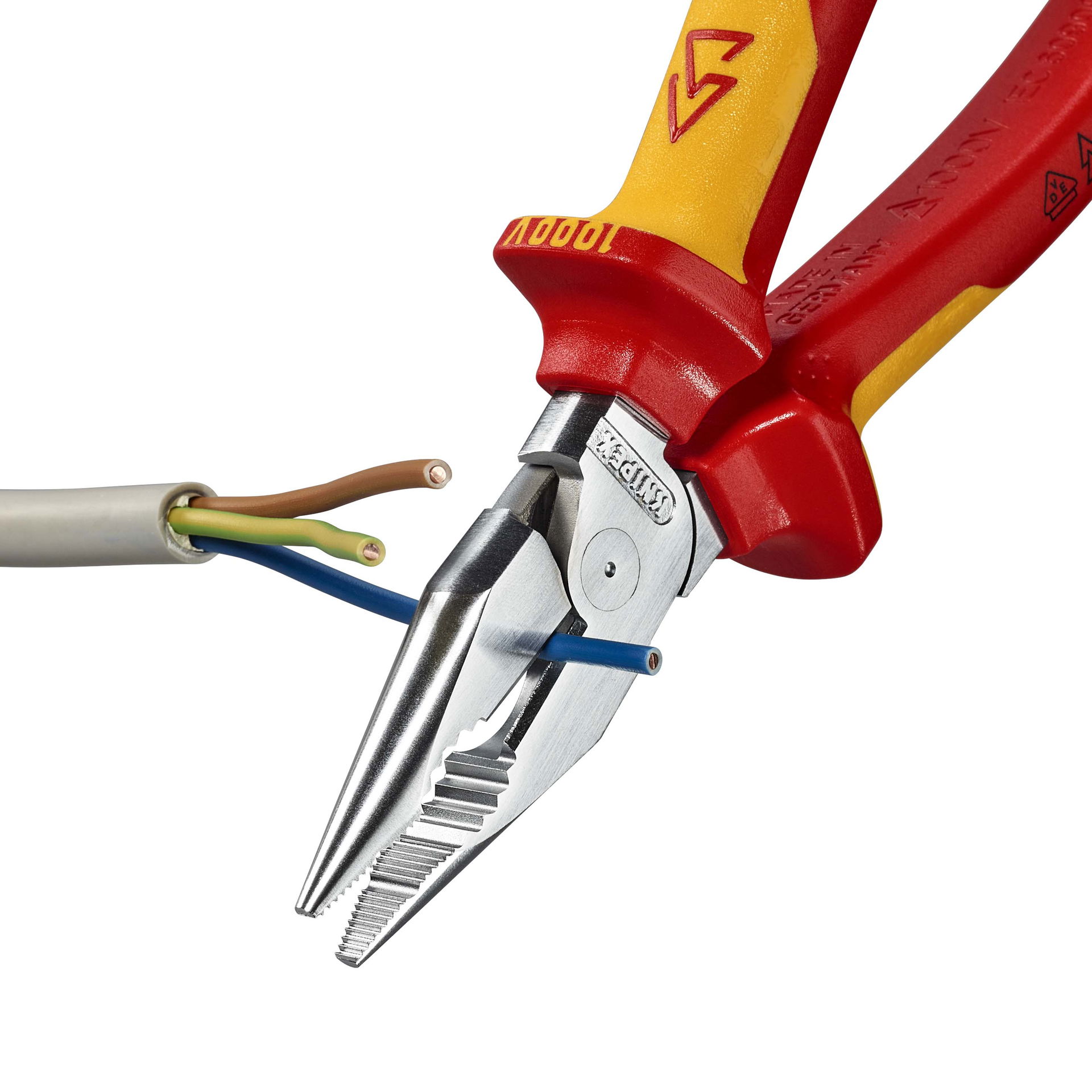 KNIPEX 08 26 185 SB Needle-Nose Combination Pliers insulated with multi-component grips, VDE-tested chrome-plated 185 mm – Image 4 of 6