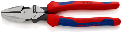 KNIPEX 09 02 240 SB Lineman's Pliers American style with multi-component grips black atramentized 240 mm (self-service card/blister)