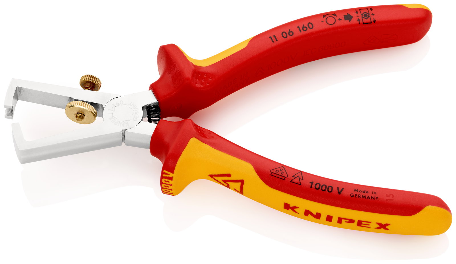 KNIPEX 11 06 160 Insulation Stripper with opening spring, universal insulated with multi-component grips, VDE-tested chrome-plated 160 mm – Image 2 of 4