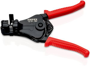 KNIPEX 12 21 180 Insulation Stripper with adapted blades with plastic grips black lacquered 180 mm