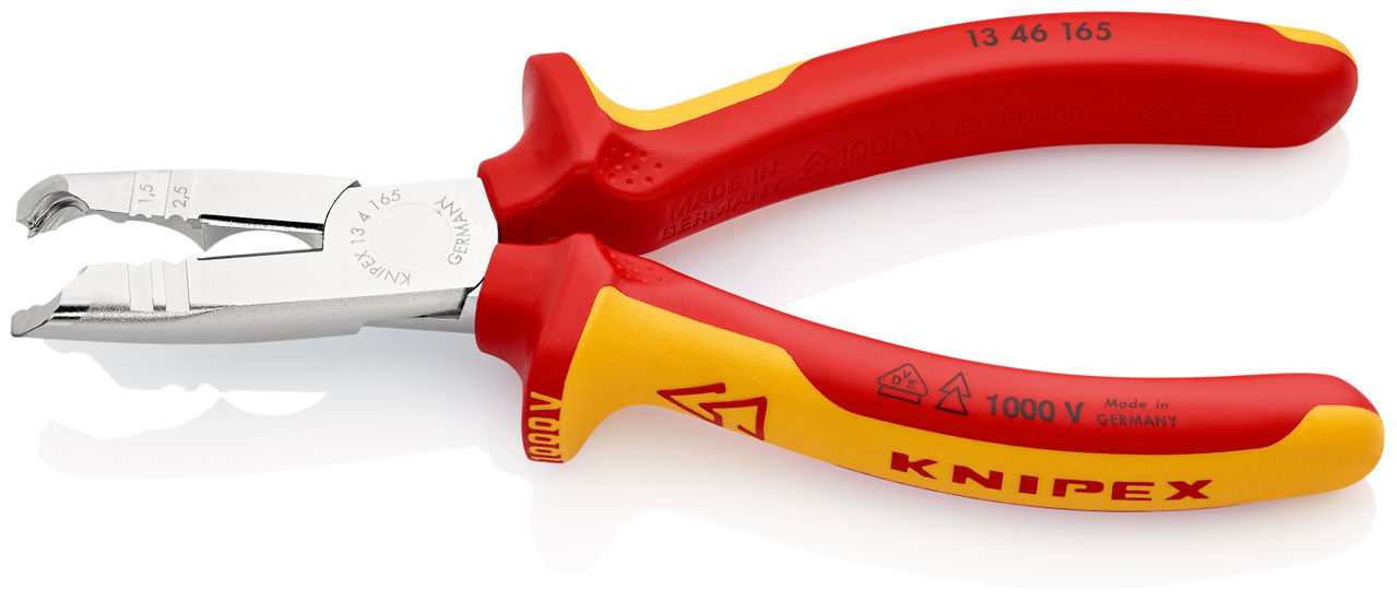 KNIPEX 13 46 165 Stripping Pliers insulated with multi-component grips, VDE-tested chrome-plated 165 mm – Image 2 of 6