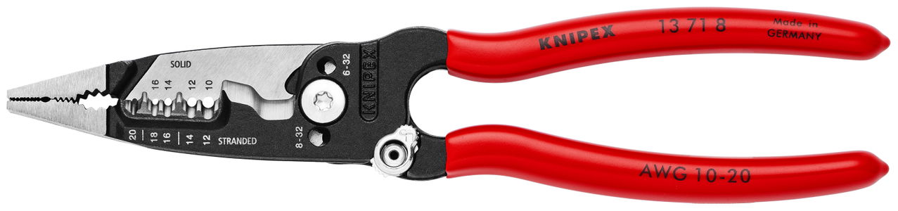 KNIPEX 13 71 8 WireStripper Multifunction Electrician Pliers American style with plastic coating black atramentized 200 mm