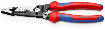 KNIPEX 13 72 8 WireStripper Multifunction Electrician Pliers American style with multi-component grips black atramentized 200 mm