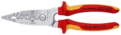 KNIPEX 13 76 200 ME WireStripper metric version insulated with multi-component grips, VDE-tested chrome-plated 200 mm