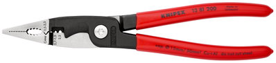 KNIPEX 13 81 200 Pliers for Electrical Installation plastic coated black atramentized 200 mm