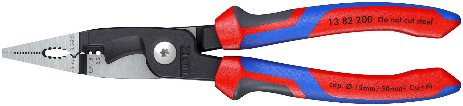 KNIPEX 13 82 200 Pliers for Electrical Installation with comfort handles black atramentized 200 mm