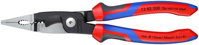 KNIPEX 13 82 200 Pliers for Electrical Installation with comfort handles black atramentized 200 mm