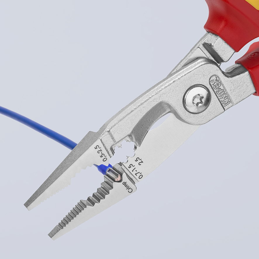 KNIPEX 13 86 200 Pliers for Electrical Installation insulated with multi-component grips, VDE-tested chrome-plated 200 mm – Image 4 of 6